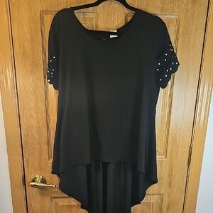 Chic Black Top with Heart Tag